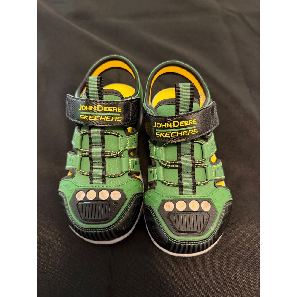 Skechers John Deere Boys Light Up Sandals Green Black 407070L Size 11